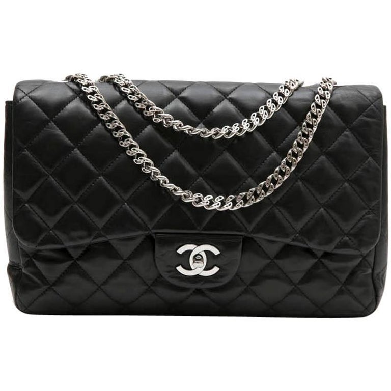CHANEL 'Jumbo' Flap Bag in Black Smooth Quilted Lambskin Leather at 1stDibs chanel jumbo
