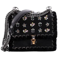 Fendi Kan I Handbag Embroidered Studded Leather Small