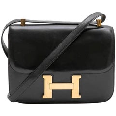 HERMES 'Constance' Vintage Bag in Black Box Leather