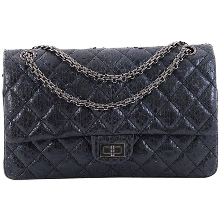 Chanel Reissue 2.55 Handbag Quilted Metallic Python 226