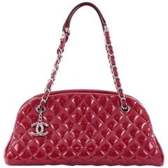 Chanel Just Mademoiselle Handbag Quilted Patent Medium