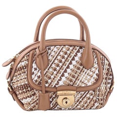 Salvatore Ferragamo Fiamma Satchel Woven Leather Mini