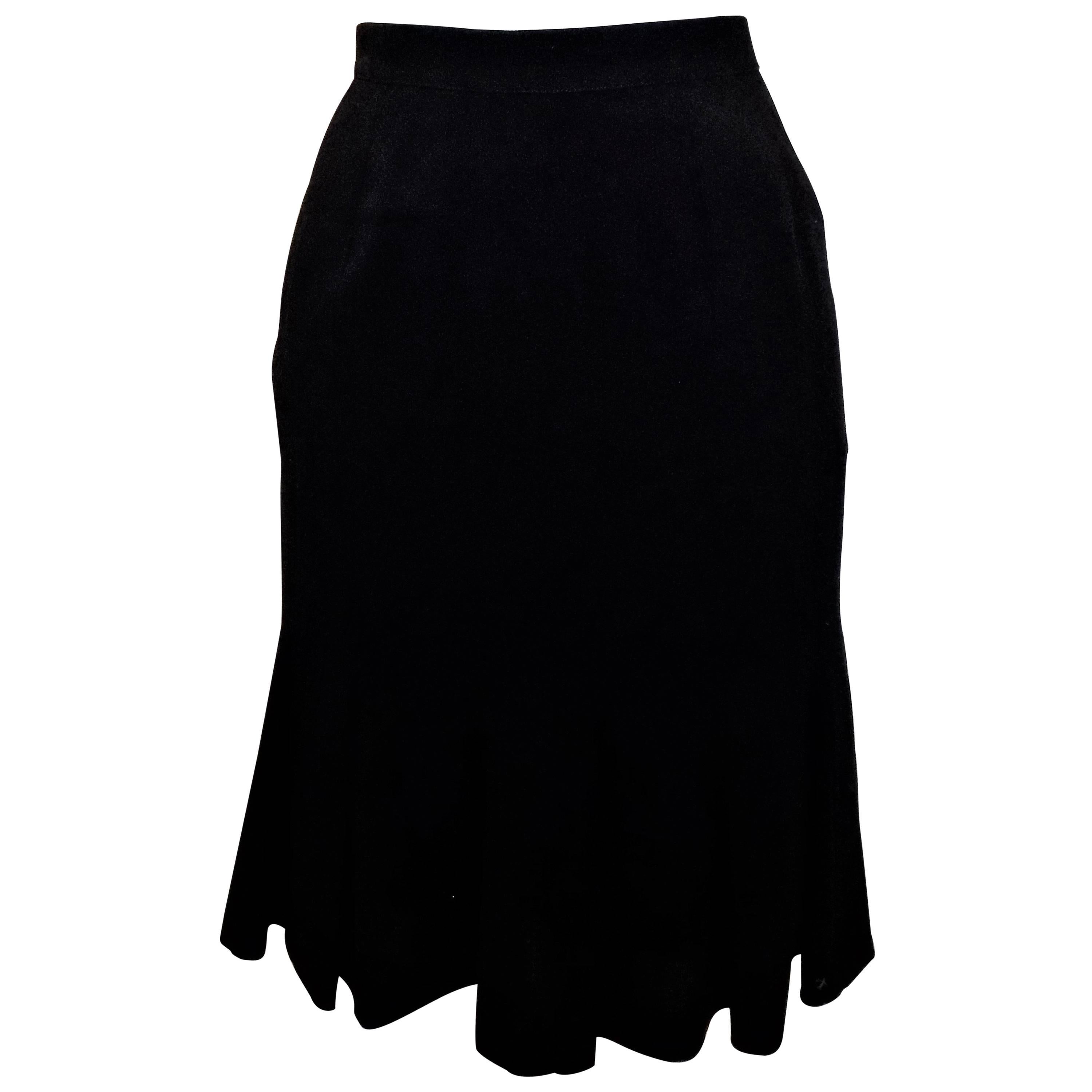 Chanel black kick pleat skirt