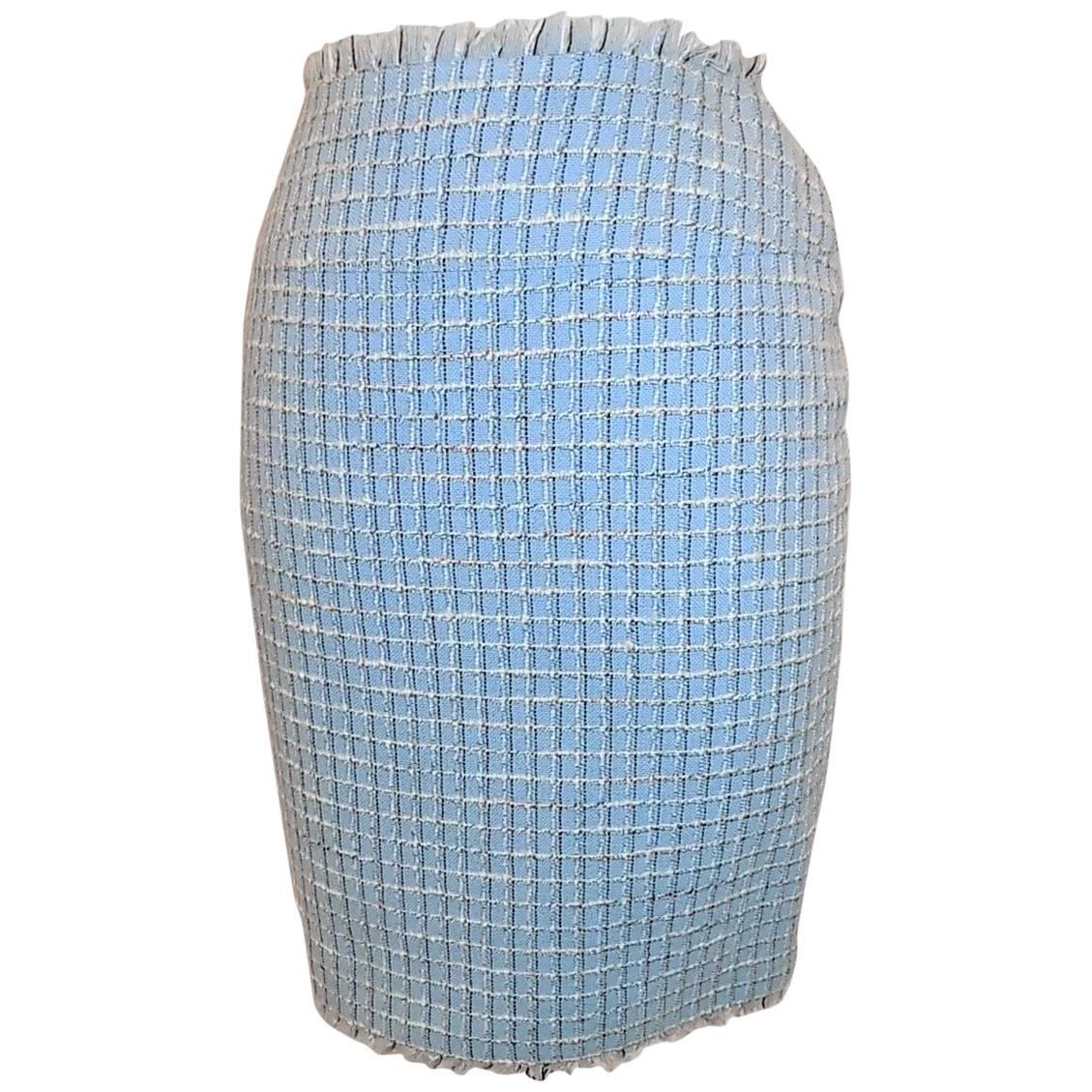 Chanel  blue fringed skirt sz 40
