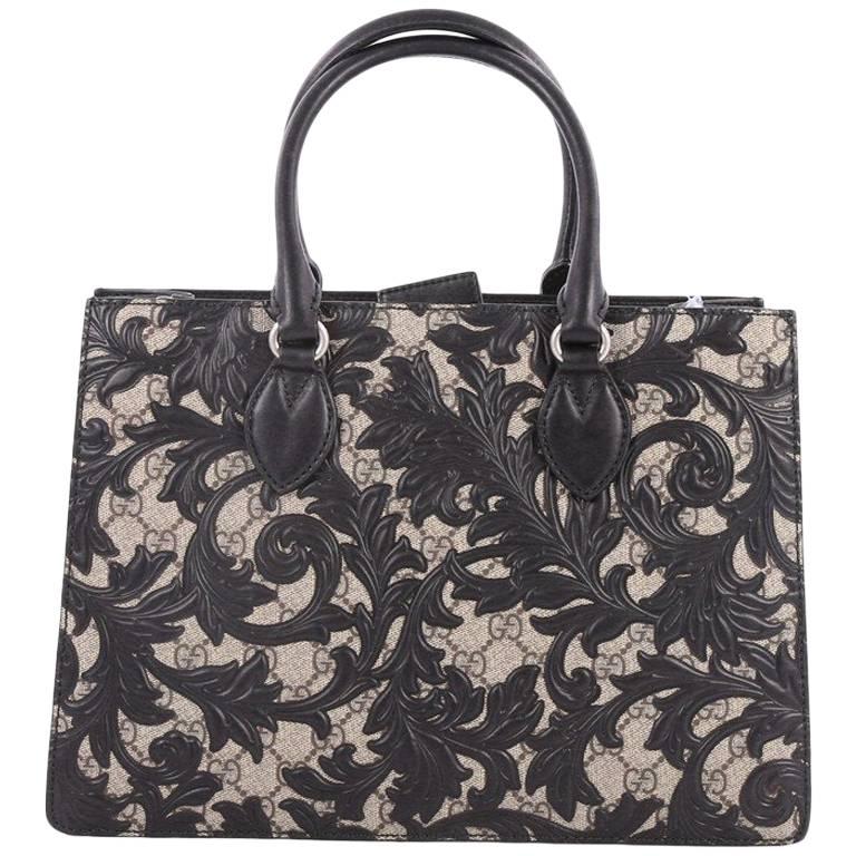 Gucci Convertible Gusset Tote Arabesque GG Coated Canvas Medium at 1stDibs