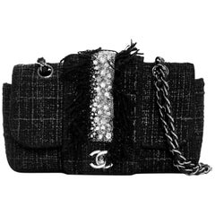Chanel 2005 Black Tweed & Swarovski Crystal Fringe Flap Bag rt. $4, 825