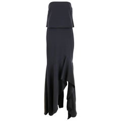 Tom Ford Black Strapless Gown with Ruffled Frontal Slit and Matching Bolero Top