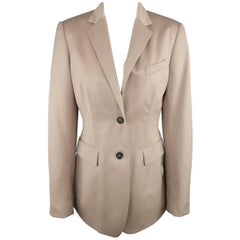 BURBERRY PRORSUM Size 6 Beige Virgin Stretch Wool Notch Lapel Blazer