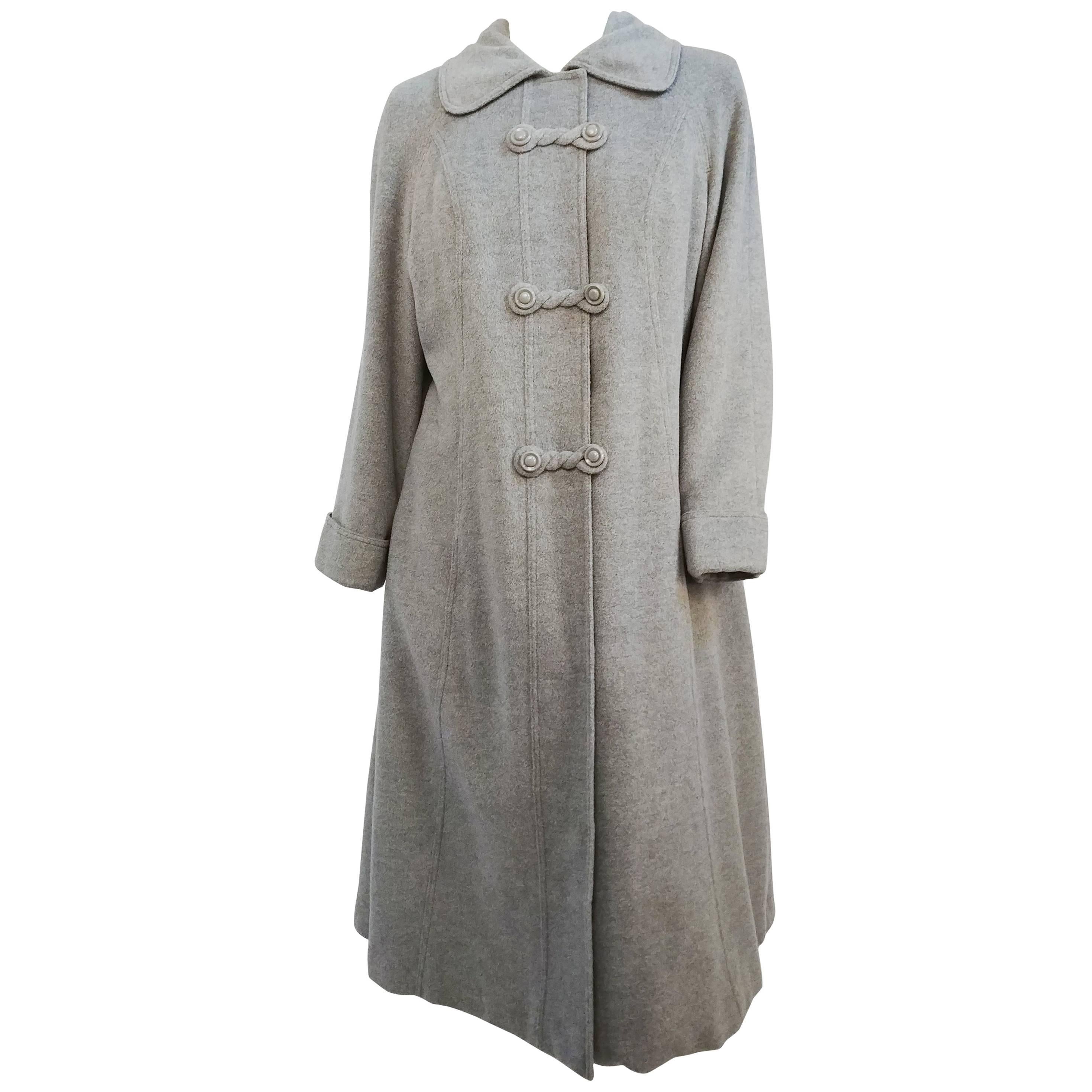 1970s Grey Wool Hooded Coat For Sale at 1stDibs
