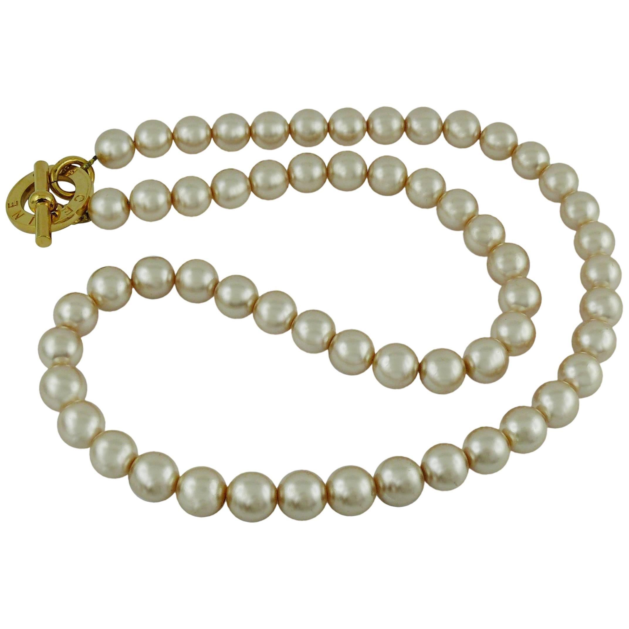 Celine Vintage Long Pearl Necklace Belt