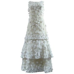 Vintage Yves Saint Laurent Couture white organdy ball gown No. 24277, 1970