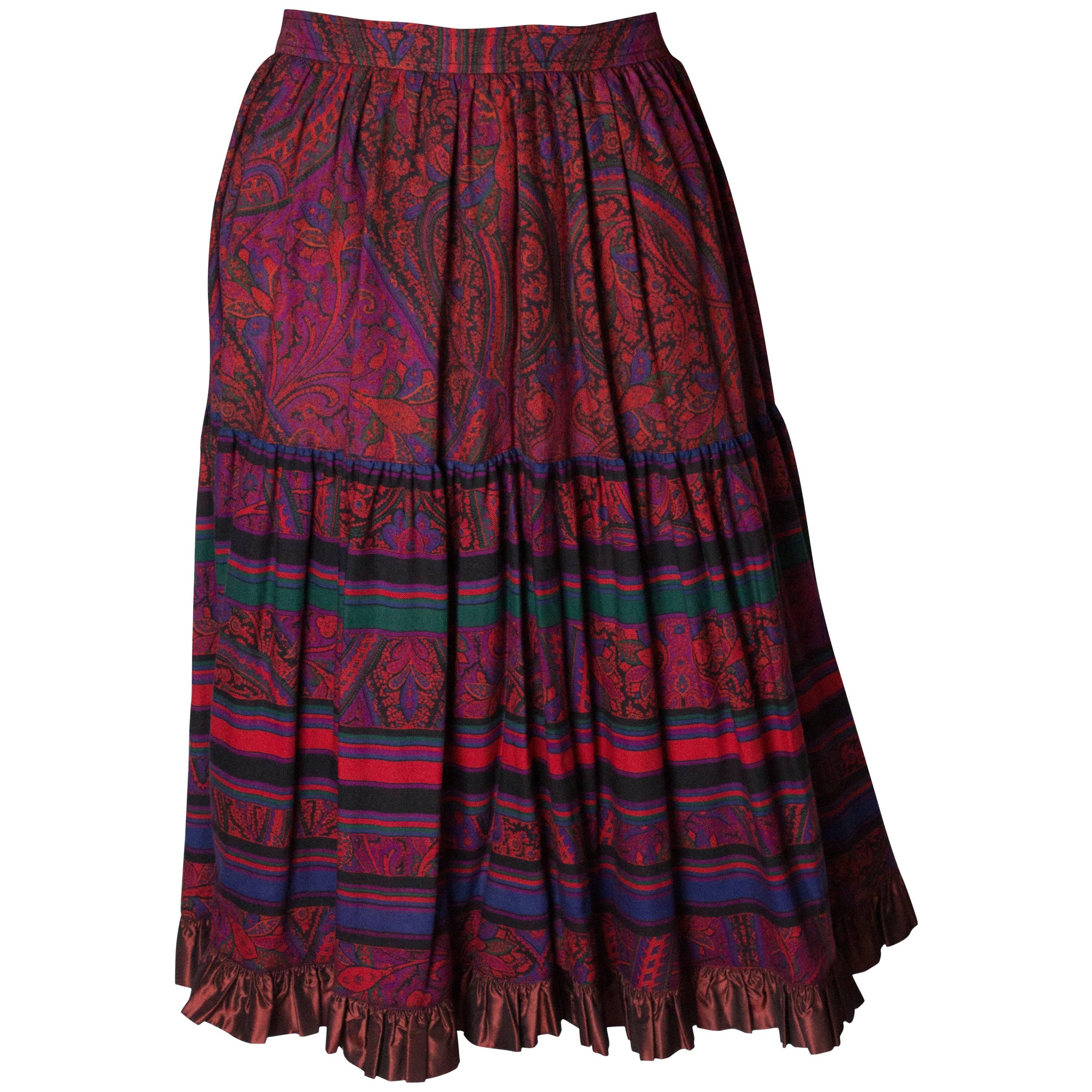 Yves saint Laurent Rive Gauche  Paisley Print  Skirt