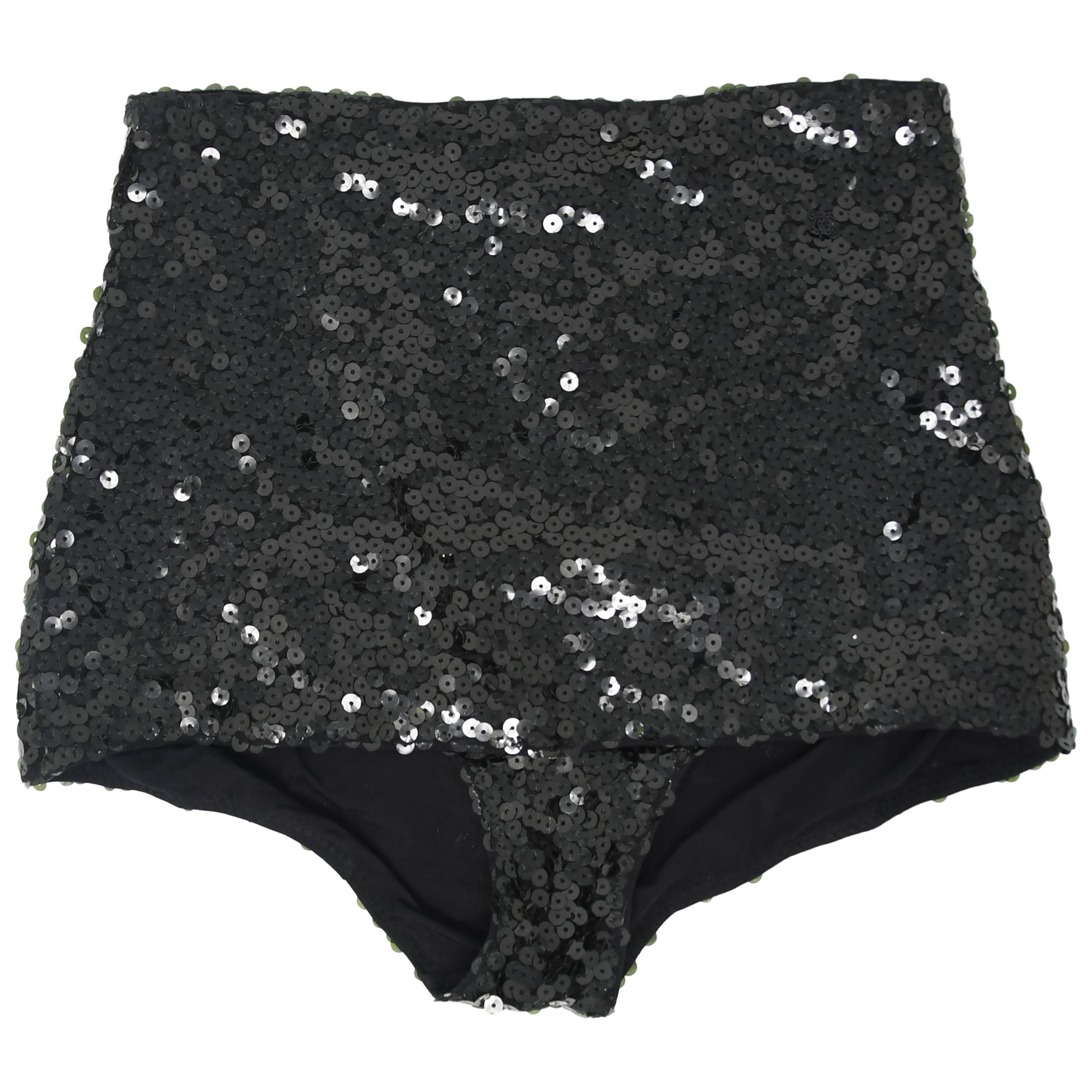 Chanel Black Sequin Short Shorts, Spring 2007 Runway For Sale