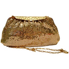 Vintage 
New Gold Metal Mesh Evening Bag By, Whiting 
Davis