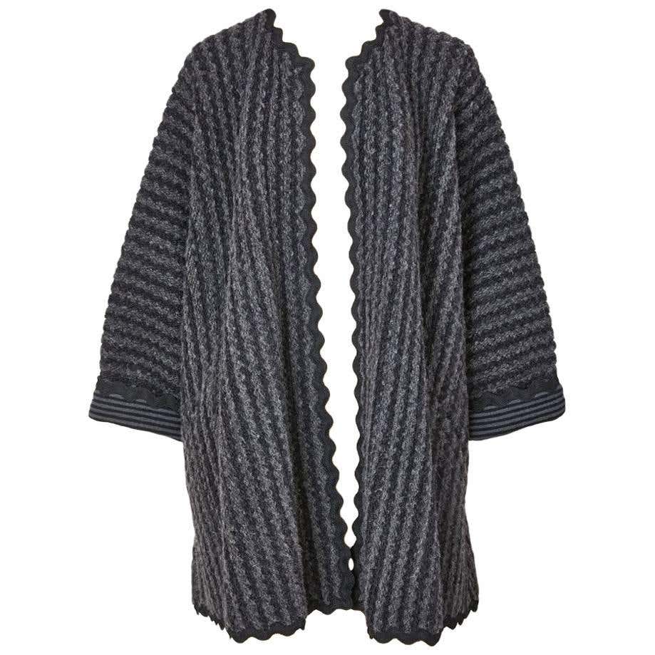 Geoffey Beene Wool Knit Swing Coat with Ric Rac Detail For Sale at 1stDibs