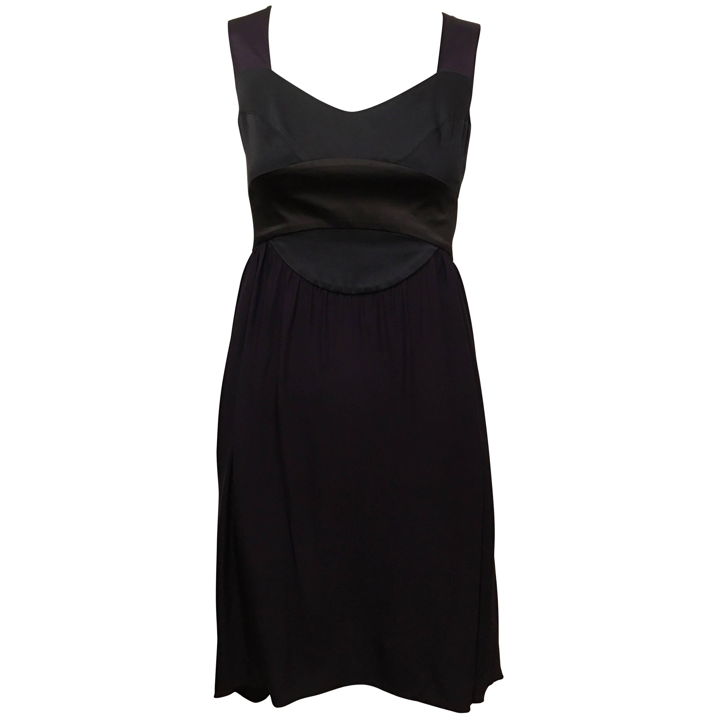 Narciso Rodriguez Purple Black Silk Asymmetric Hem Dress For Sale