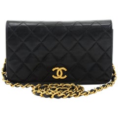 Vintage Chanel Black Quilted Leather Shoulder Classic Flap Mini Bag 