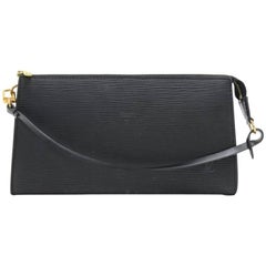 Louis Vuitton Pochette Accessories Black Epi Leather Hand Bag 