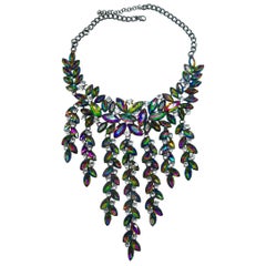 Aurora Borealis Multicolor Rhinestone Bib Necklace