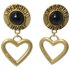 Moschino Vintage Signed Bijoux Heart Pierced Earrings