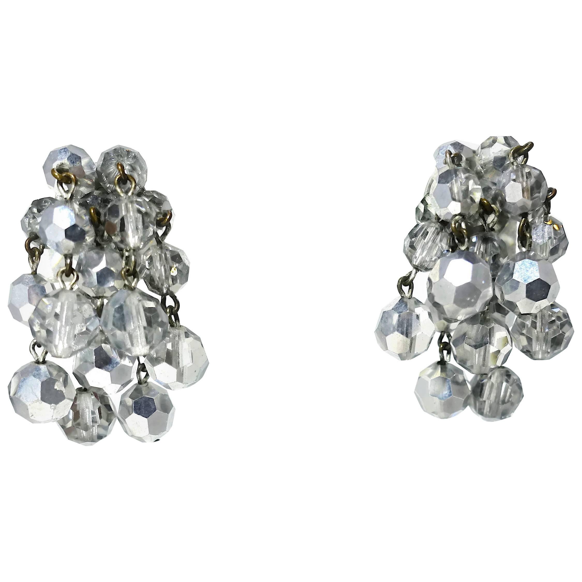 Vintage Silver Color Beads Dandle Earrings For Sale