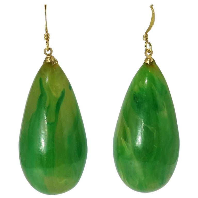 Kenneth Jay Lane Pierced Green Teardrop Earrings For At 1stdibs Kenneth Jay Lane Pierced Green Teardrop Earrings For