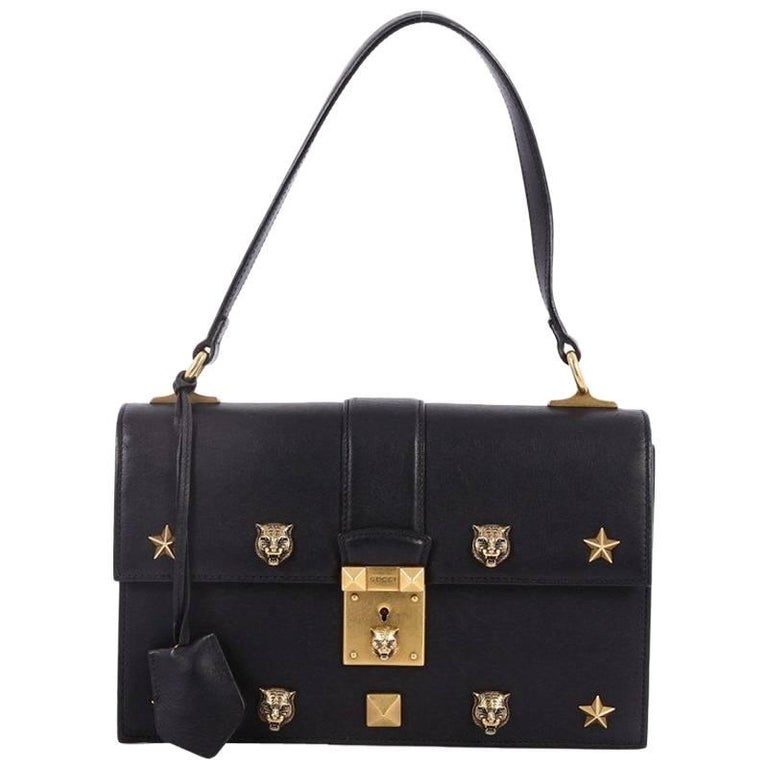 Gucci Cat Lock Shoulder Bag Leather Small at 1stDibs gucci cat lock bag