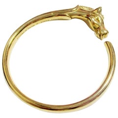 Hermes Vintage golden horse head design bangle bracelet