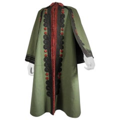 Antique Pilgrim coat in khaki and red woolen cloth - France - Around 1900