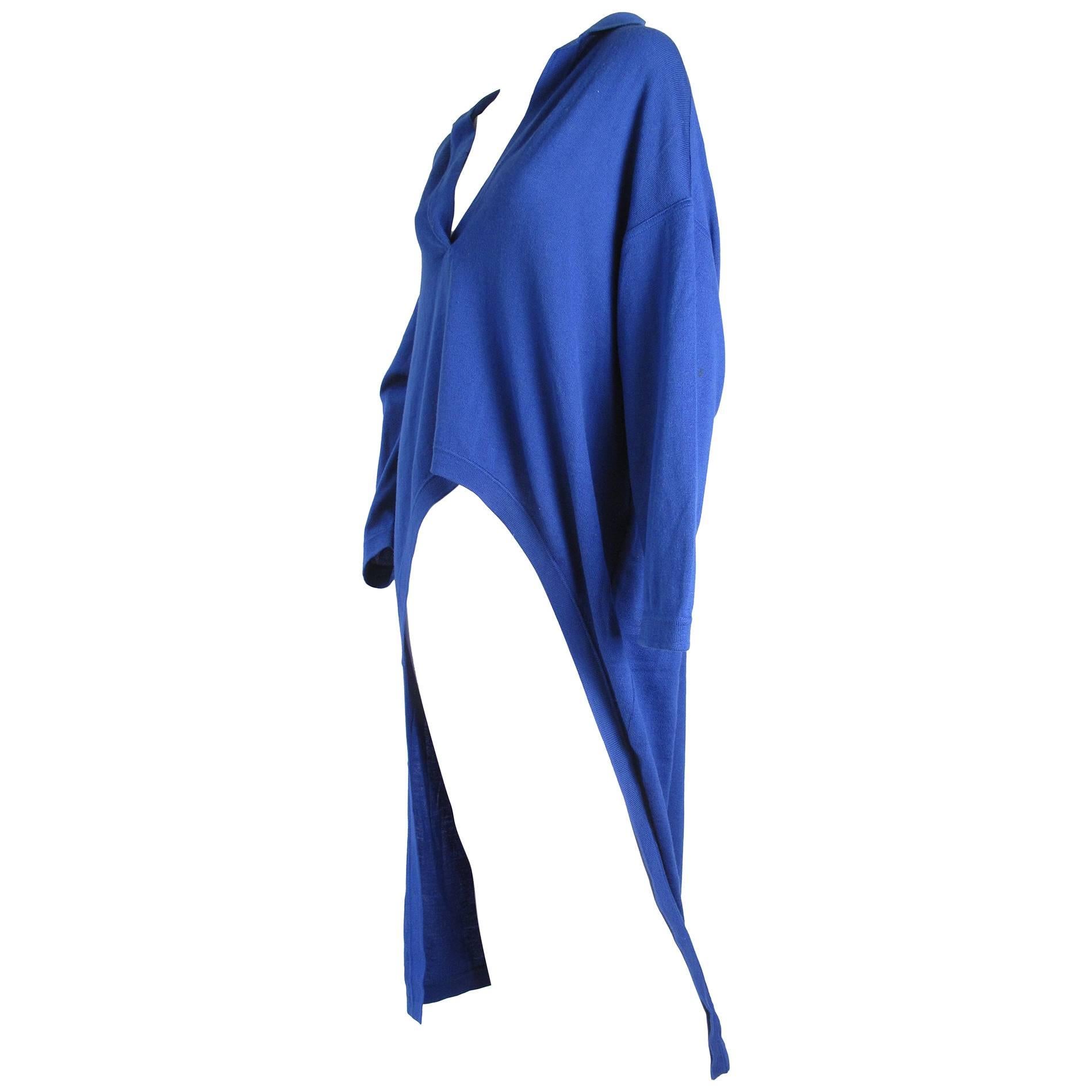Oversized Blue Italian Sweater with Tails