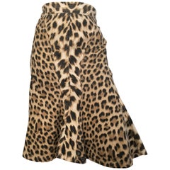 Roberto Cavalli Cotton Leopard Print Skirt Size 10.