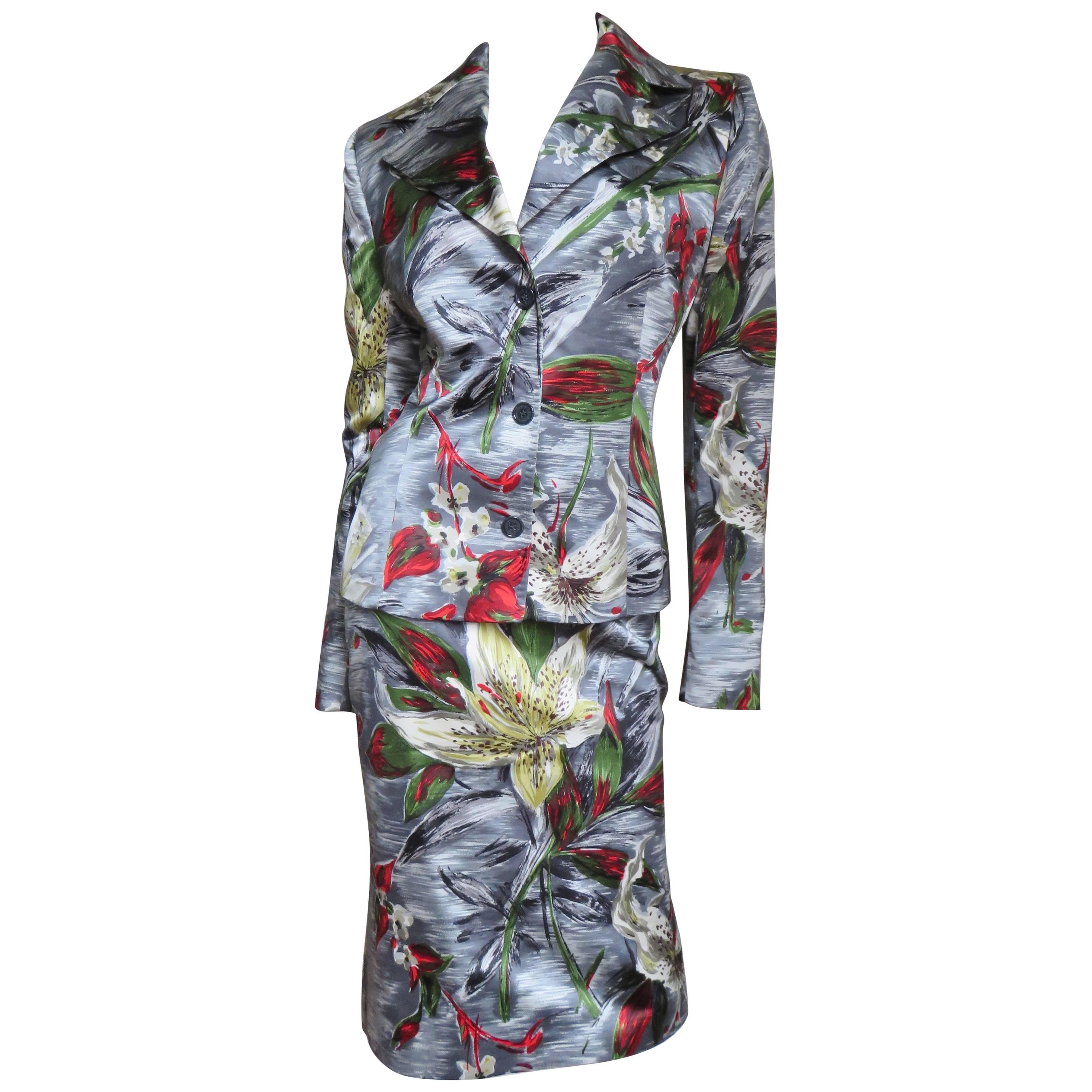 2000s Dolce & Gabbana Silk Flower Suit