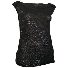 Narciso Rodriguez Black Sheer Sleeveless Sequin Top Size 6. Made in Italy.