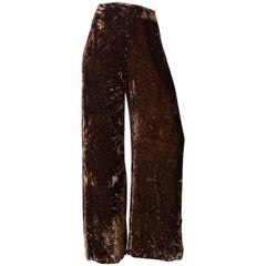 Gianfranco Ferre - Pantalon en velours marron déchiqueté