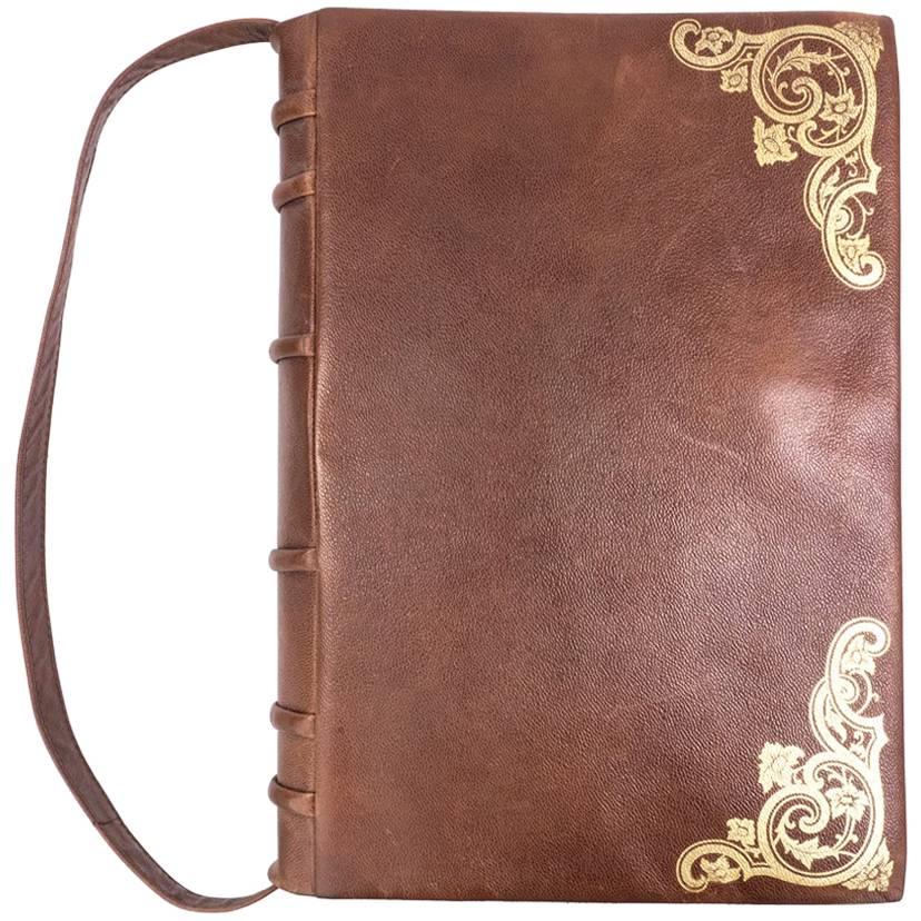 90s Paloma Picasso Oversized Brown Leather Book Purse For Sale