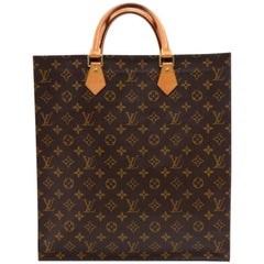 Louis Vuitton Sac Plat Monogram Canvas Tote Hand Bag 