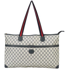 Gucci GG Supreme Blue Red Jumbo Carryall Weekender Travel Shoulder Tote Bag