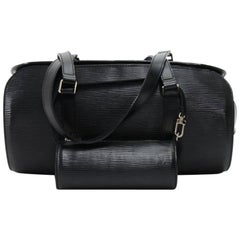 Louis Vuitton Soufflot Black Epi Leather Hand Bag and Pouch