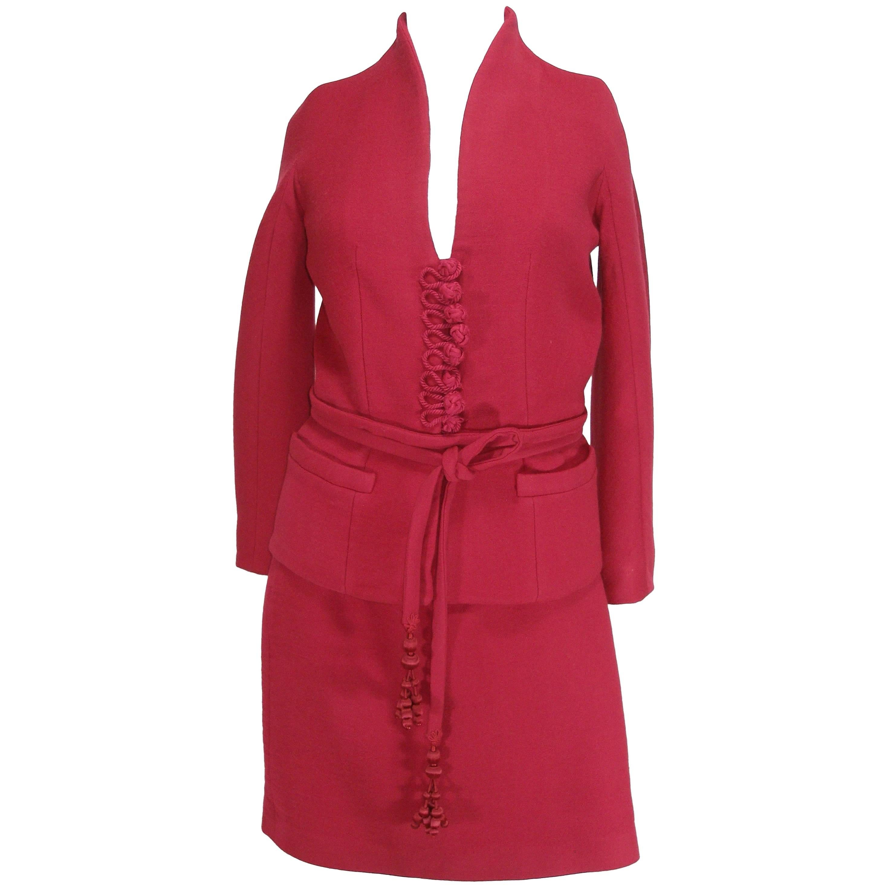 John Galliano For Christian Dior Runway Wool Framboise Suit Skirt FR38, 2009   For Sale