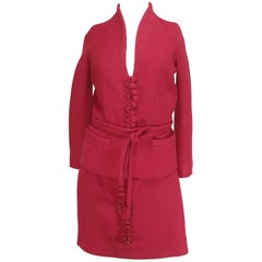 John Galliano For Christian Dior Runway Wool Framboise Suit Skirt FR38, 2009  