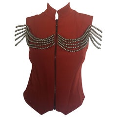 Vintage Ozbek red beaded vest