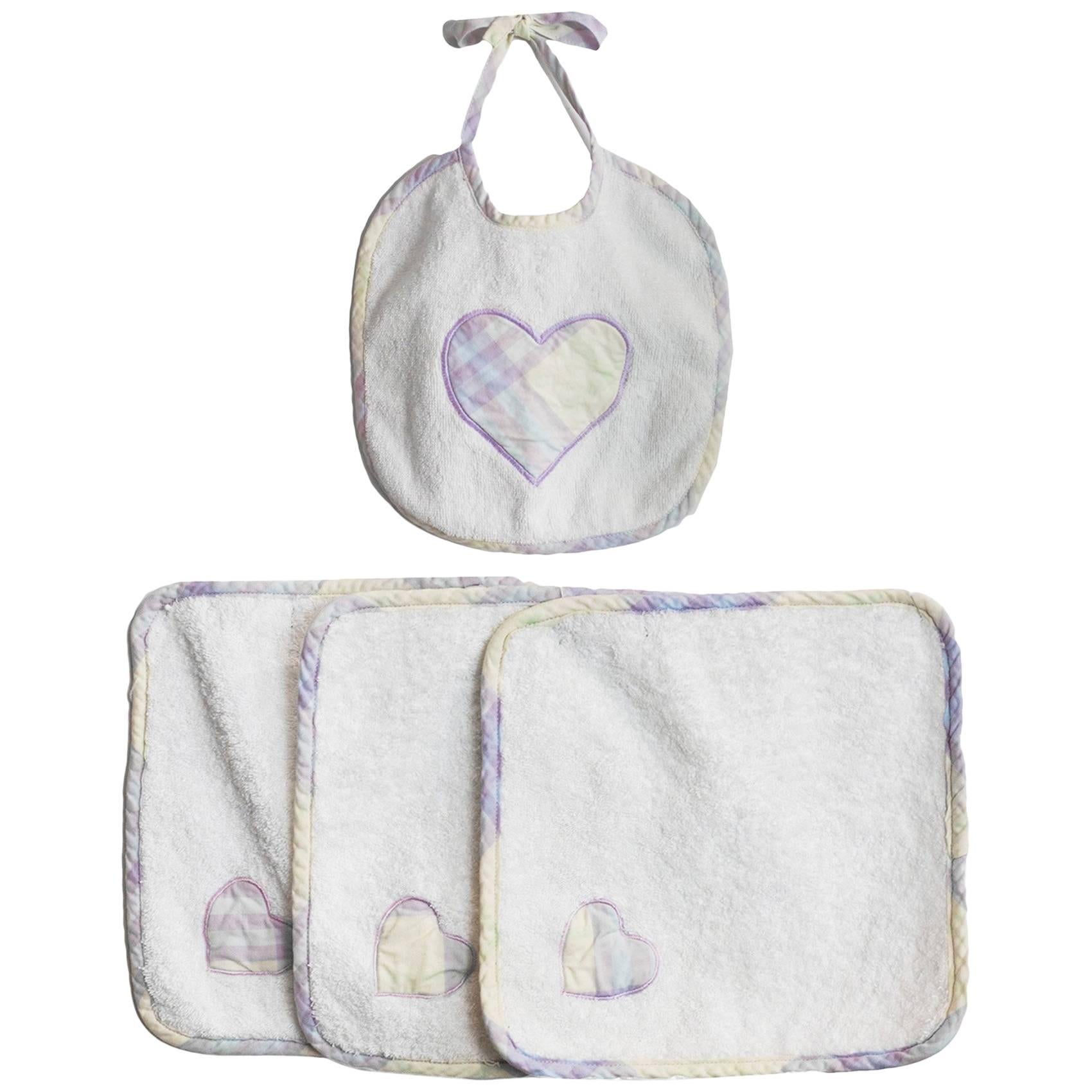 Burberry Purple Plaid Infant Bib & Washcloth Set