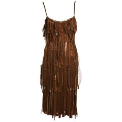 Paco Rabanne  Copper Silk Gold Chain Fringe Dress, Fall 2004 