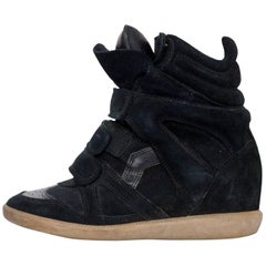 Isabel Marant Black Beckett Suede Wedge Sneakers Sz 36