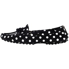 TOD's Black & White Polka Dot Driving Loafers Sz 34.5