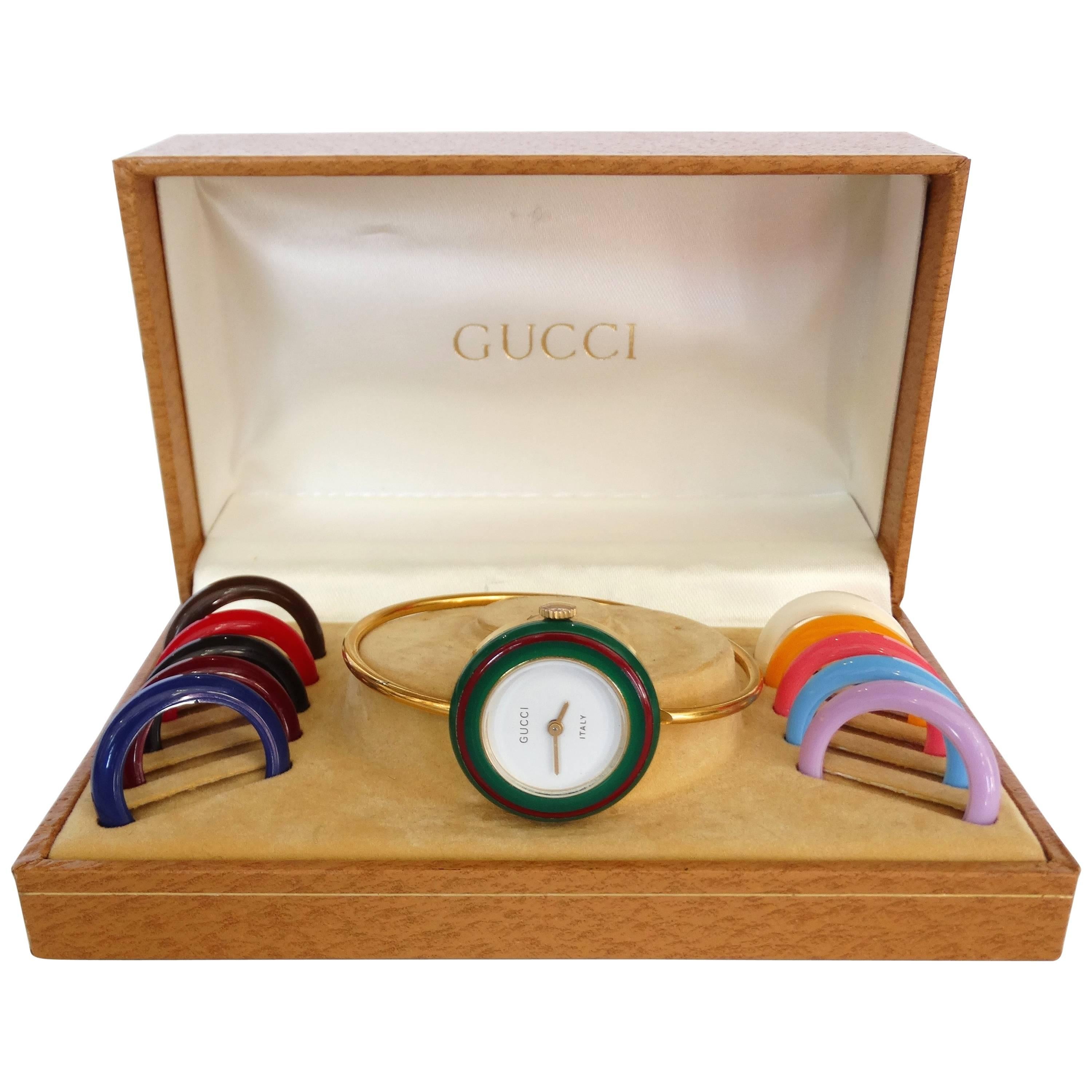 1980s Gucci Bangle Watch & Bezel Set 