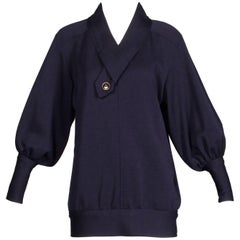 Yves Saint Laurent YSL Vintage Navy Blue Wool Knit Sweater or Jumper Top