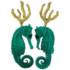 Yves Saint Laurent YSL Vintage Sea Life Dangling Earrings