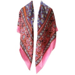 New Collection Hermès 140cm 55 "GM Shawl M Duchene Chasse en Inde Cashmere Pink