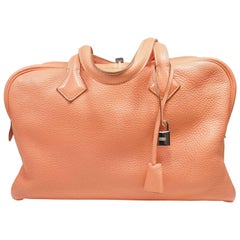 Hermès Victoria II Fourre Tout Bag 35cm Crevette Clemence Palladium Hardware